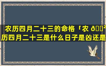 农历四月二十三的命格「农 🌲 历四月二十三是什么日子是凶还是吉」